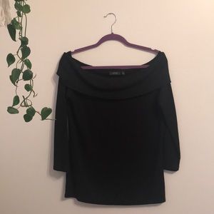 Off the shoulder black ribbed top